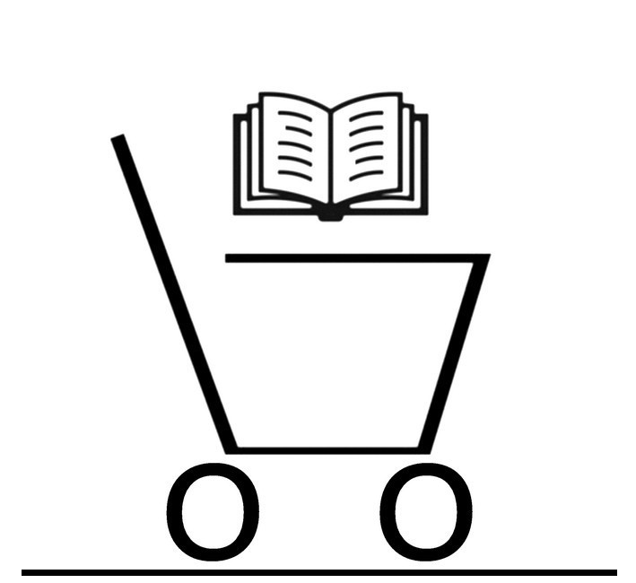 Skizze eines Einkaufswagen mit Buch